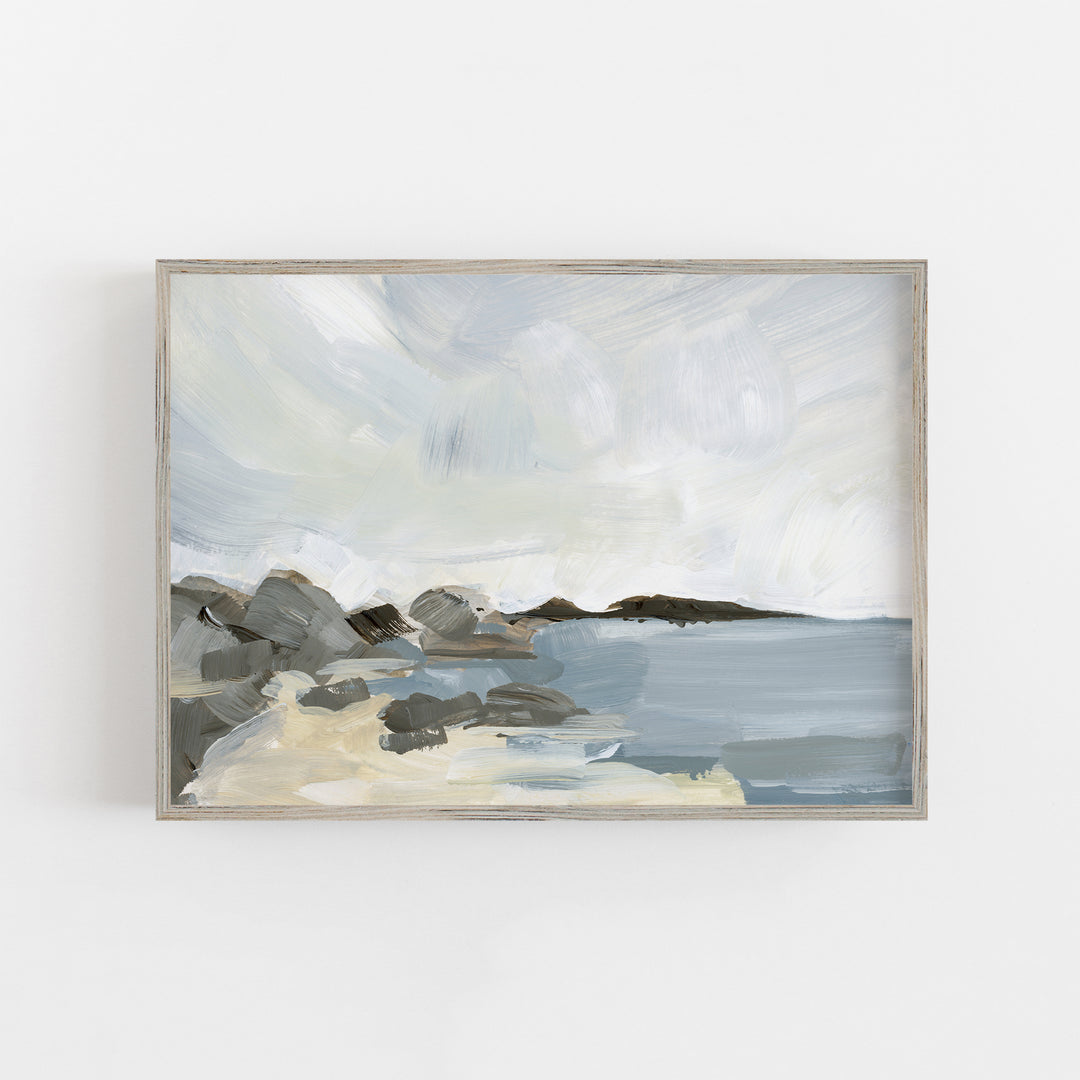Seashore View Coastal Landscape Painting Wall Art Print or Canvas - Jetty Home