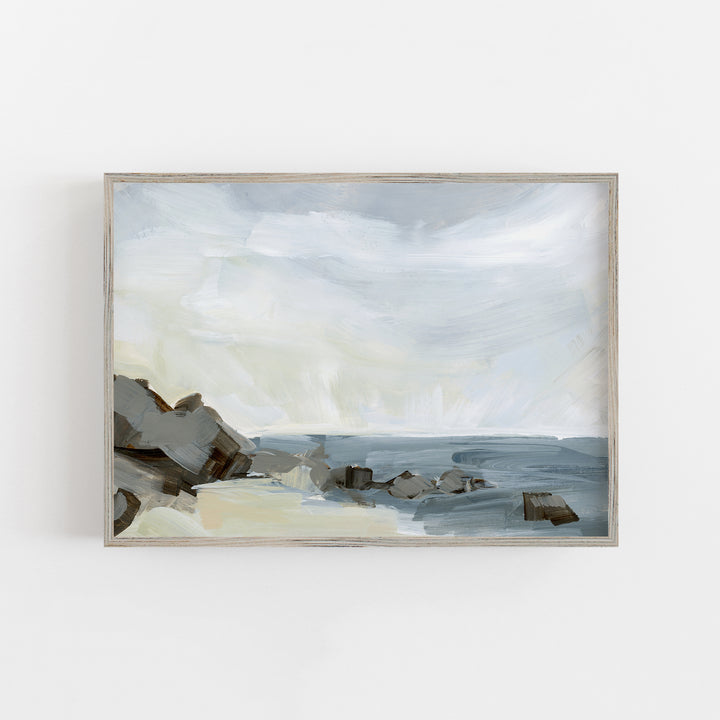 Coastline Neutral Painting Seashore Wall Art Print or Canvas - Jetty Home