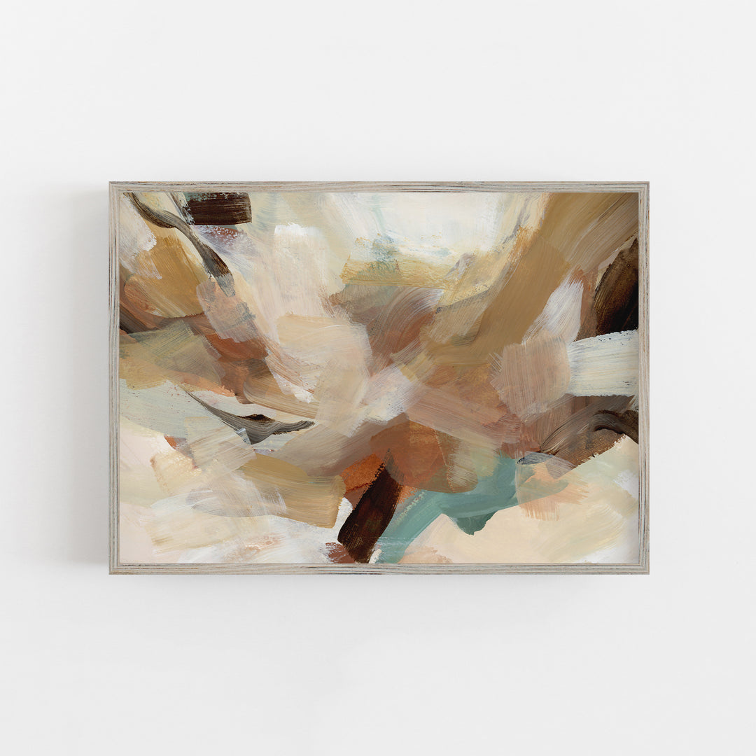 Warm Earth Toned Flowy Abstract Painting Wall Art Print or Canvas - Jetty Home
