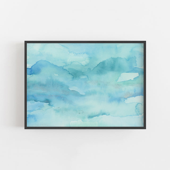 Abstract Underwater Ocean Painting Turquoise Blue Wall Art Print or Canvas - Jetty Home