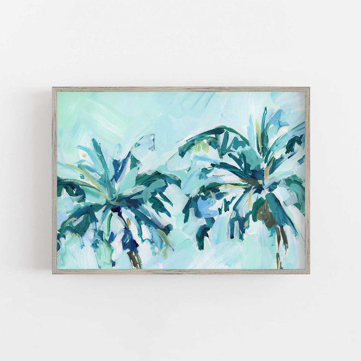 Bright Palm Tree Tropical Painting Beach House Wall Art Print or Canvas - Jetty Home