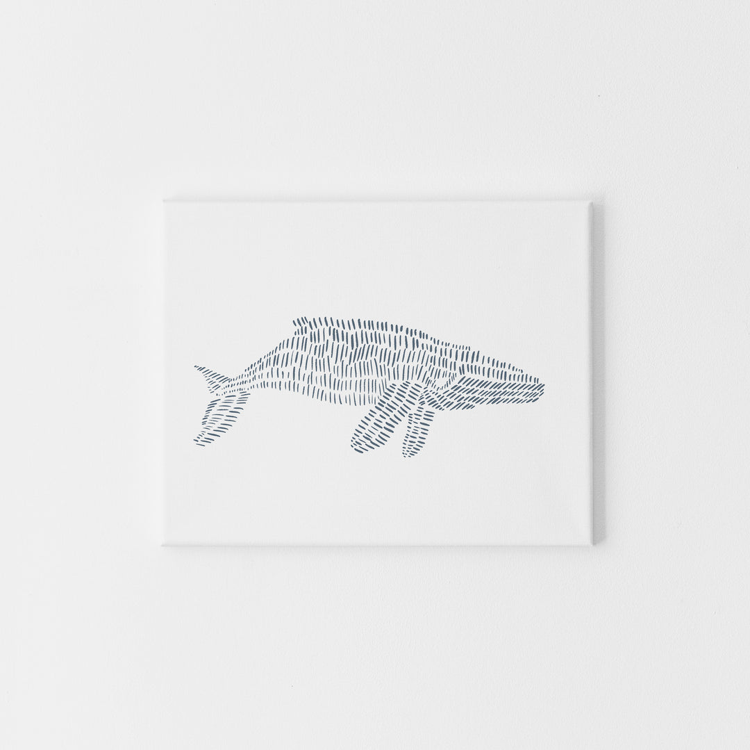 Modern Humpback Whale Drawing Minimalist Beach Wall Art Print or Canvas - Jetty Home