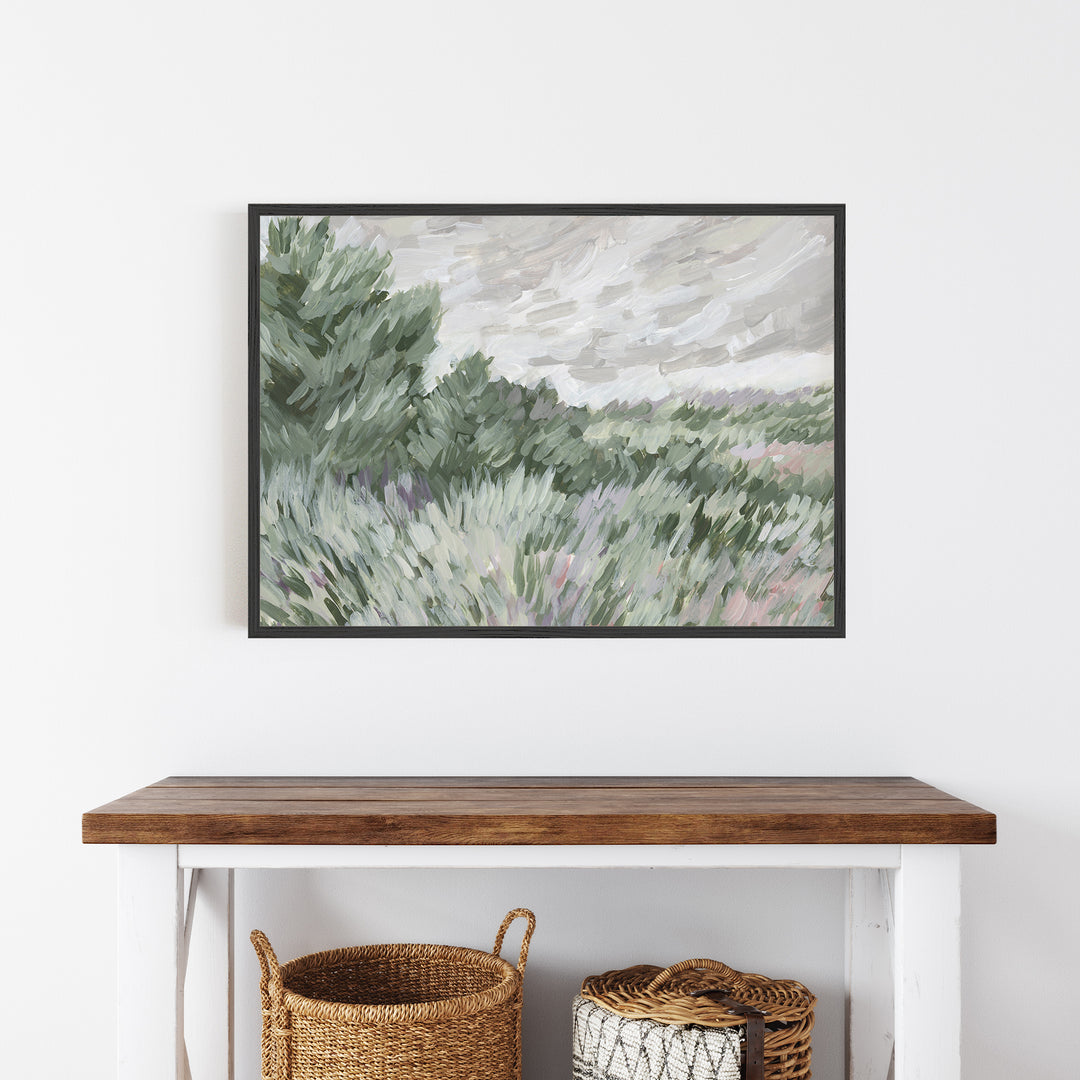 Wallowing Breeze - Landscape Painting Countryside Decor by Jetty Home - Framed View Over Table