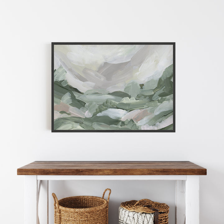 Rolling Hills 3  - Modern Farmhouse Landscape Art Painting from Jetty Home - Framed View Over Table