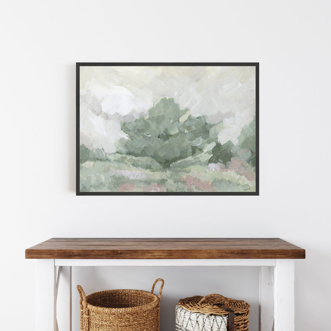 The Lonely Oak - Farmhouse Rustic Landscape Artwork by Jetty Home - Framed View Over Farm Table