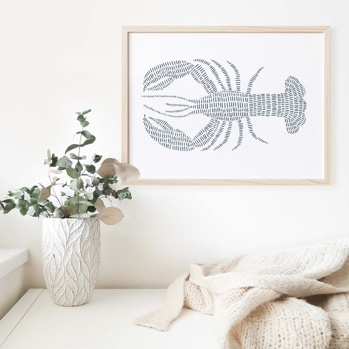 Blue Lobster Nautical Wall Art Print or Canvas - Jetty Home
