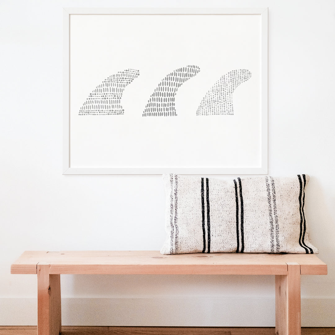 "Surfboard Fin Trio" Modern Minimalist Illustration - Art Print or Canvas - Jetty Home