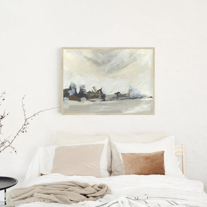 Stillness Modern Warm Neutral Landscape Painting Wall Art Print or Canvas - Jetty Home