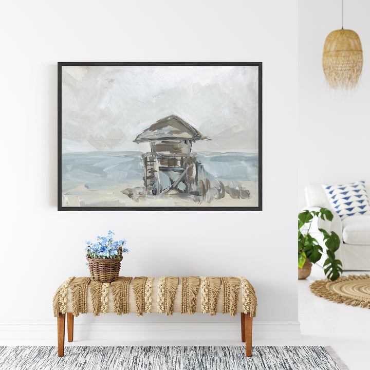 "The Lookout" Beach Lifeguard Tower Painting - Art Print or Canvas - Jetty Home