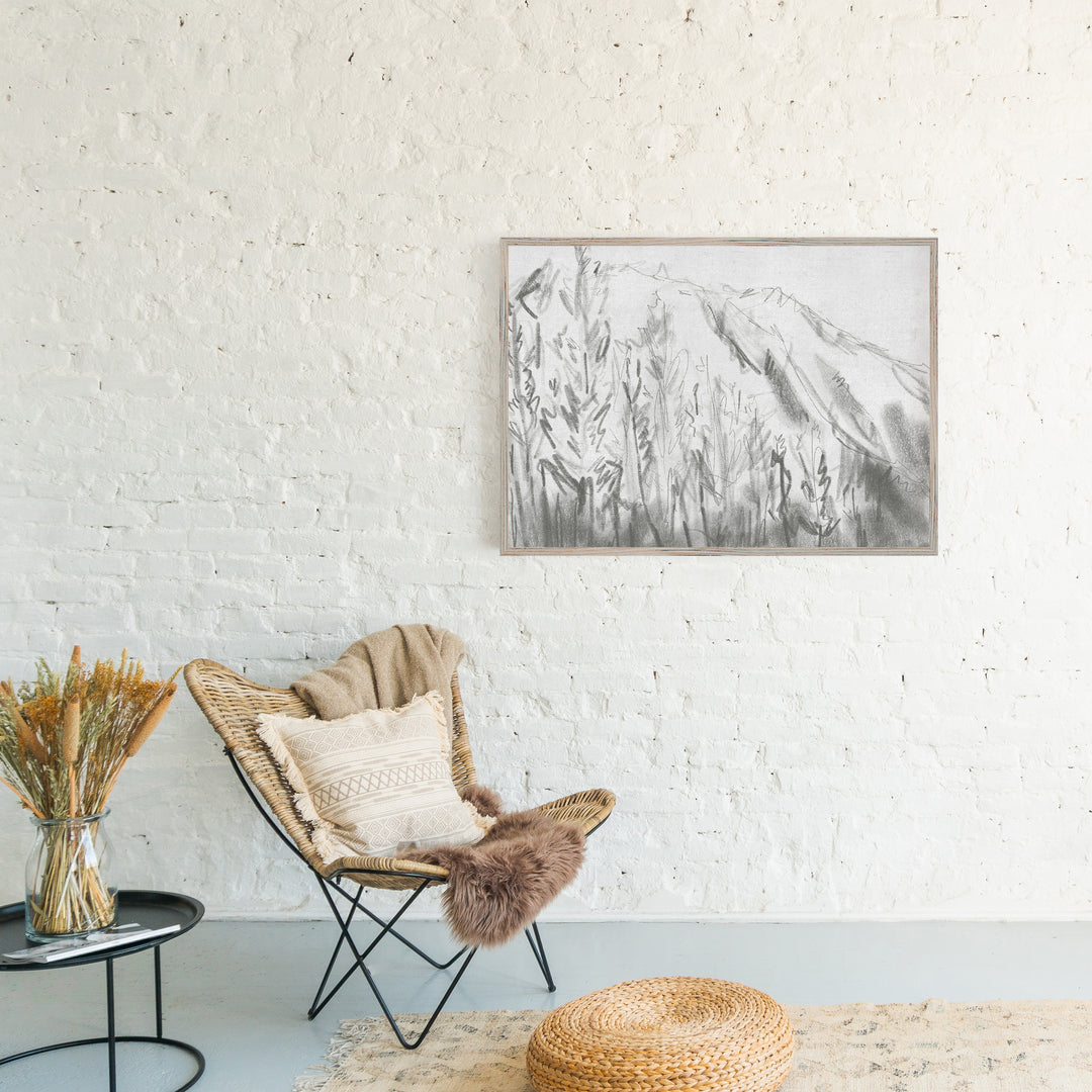 Gray Mountain Landscape Illustration Wall Art Print or Canvas - Jetty Home