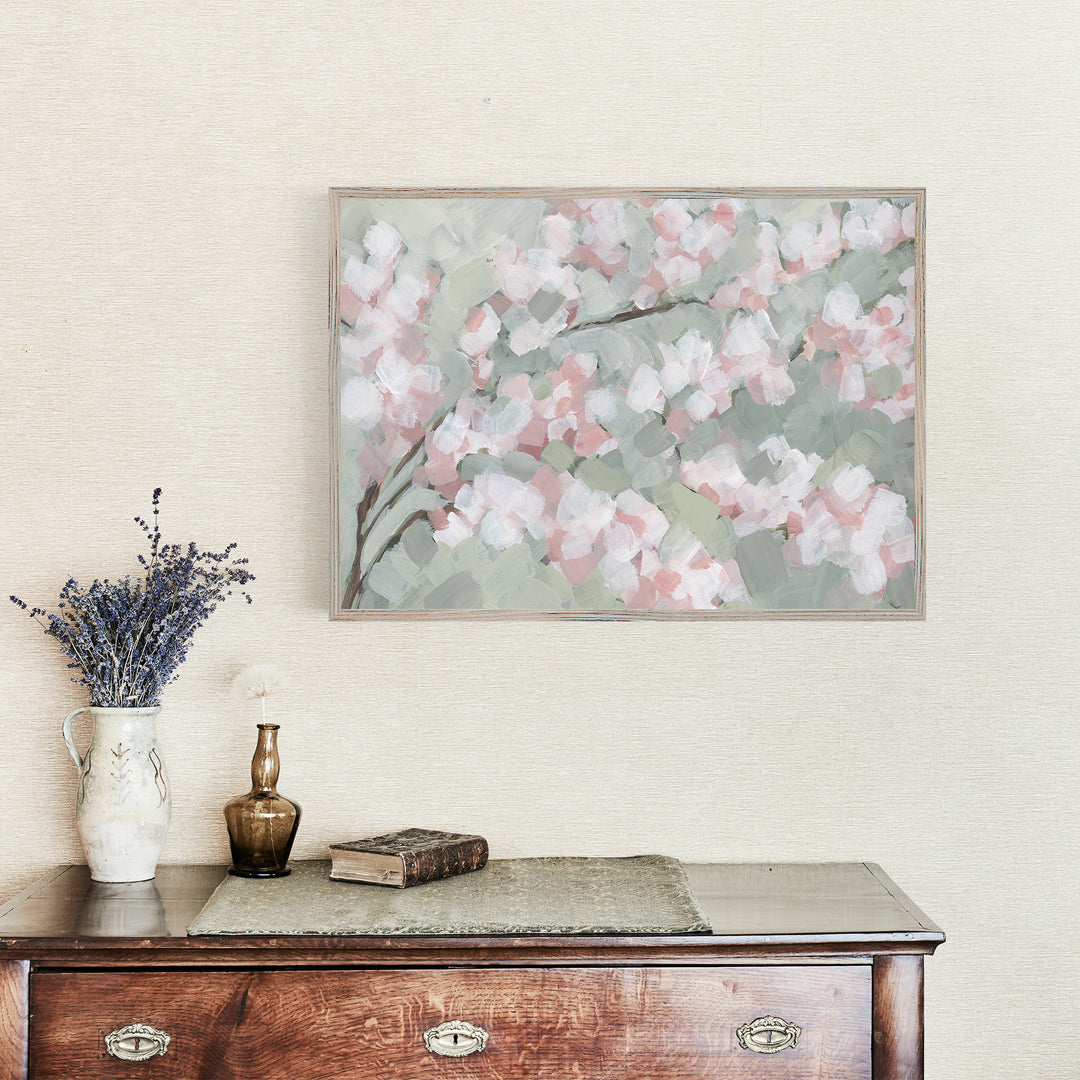 Cherry Dusk - Flower Painting Springtime Artwork by Jetty Home - View over Sideboard