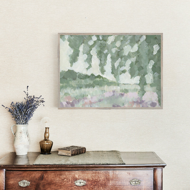 Fields of Spring - French Country Landscape Painting Art by Jetty Home - Framed View in Farmhouse Home