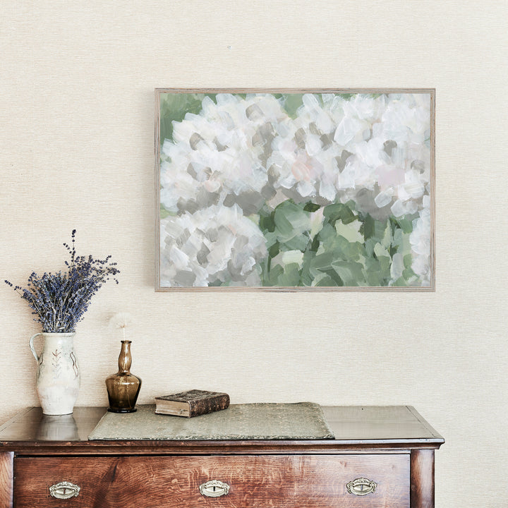 Hydrangea Summer - Farmhouse Artwork Floral Painting from Jetty Home - View Over Sideboard