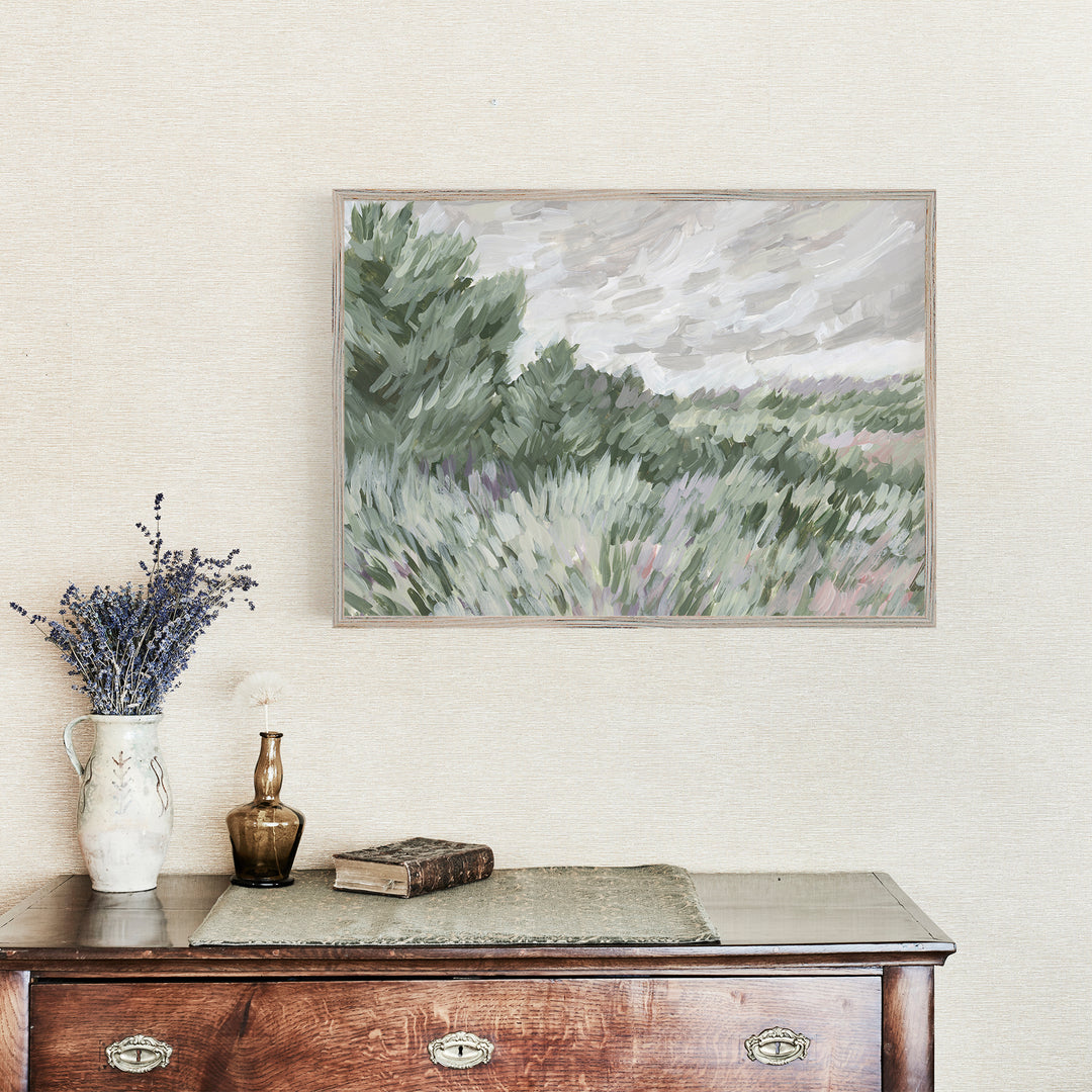 Wallowing Breeze - Landscape Painting Countryside Decor by Jetty Home - Framed View Over Table 2