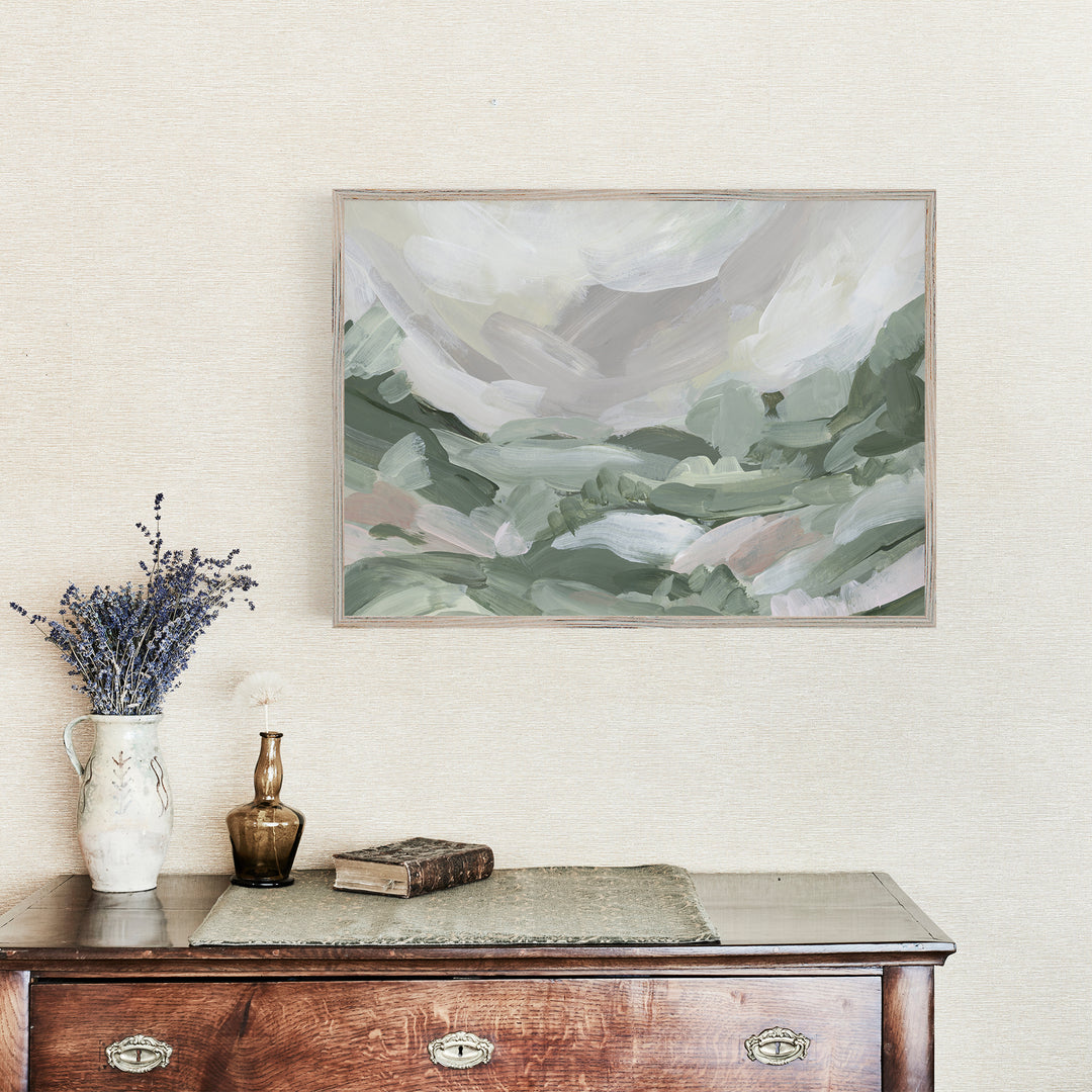 Rolling Hills 3  - Modern Farmhouse Landscape Art Painting from Jetty Home - Framed View Over Table 2