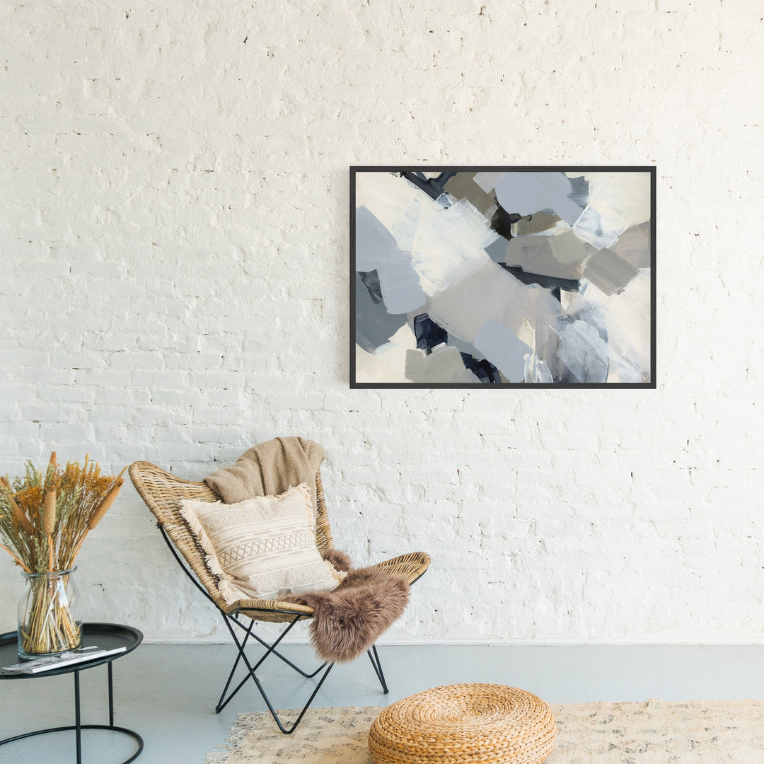 Abstract Winter Inspired Gray and Beige Wall Art Print or Canvas - Jetty Home