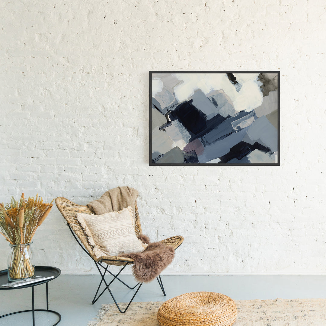Bold Navy and Beige Abstract Contemporary Wall Art Print or Canvas - Jetty Home