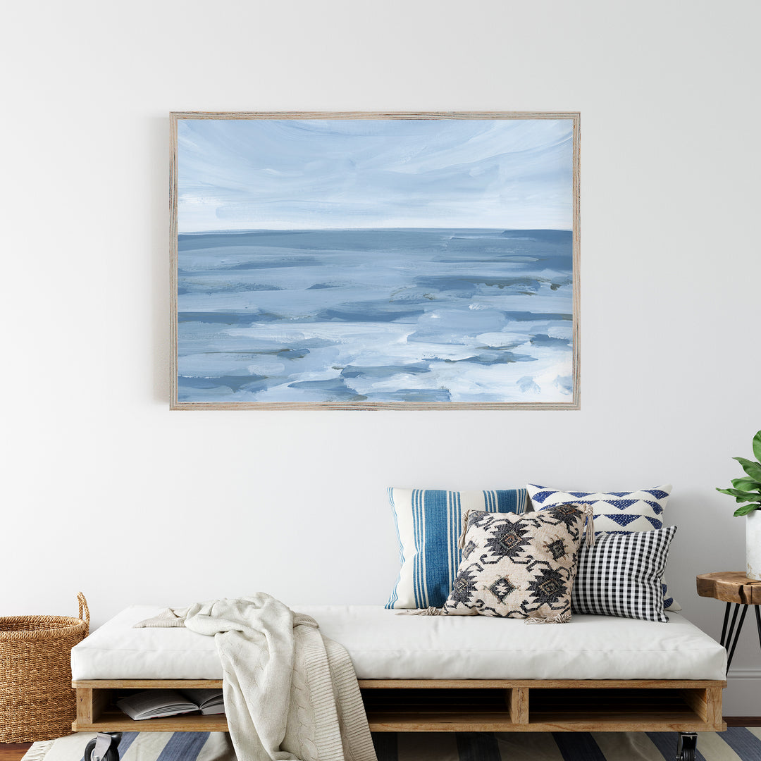 "Lapping Ocean Water" Blue Beach Painting - Art Print or Canvas - Jetty Home