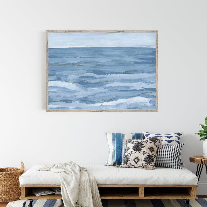 "Blue Ahead" Coastal Ocean Painting - Art Print or Canvas - Jetty Home