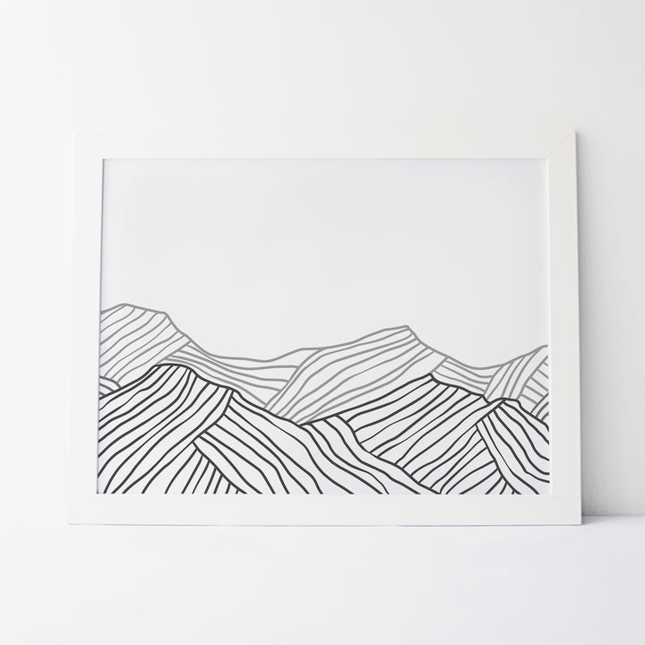 Minimalist Mountainscape Gray and White Wall Art Print or Canvas - Jetty Home
