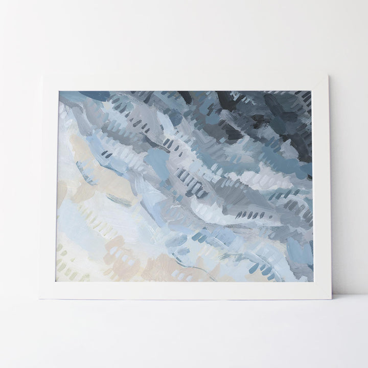 Ocean Shallow Aerial Beach Abstract Painting Blue Wall Art Print or Canvas - Jetty Home
