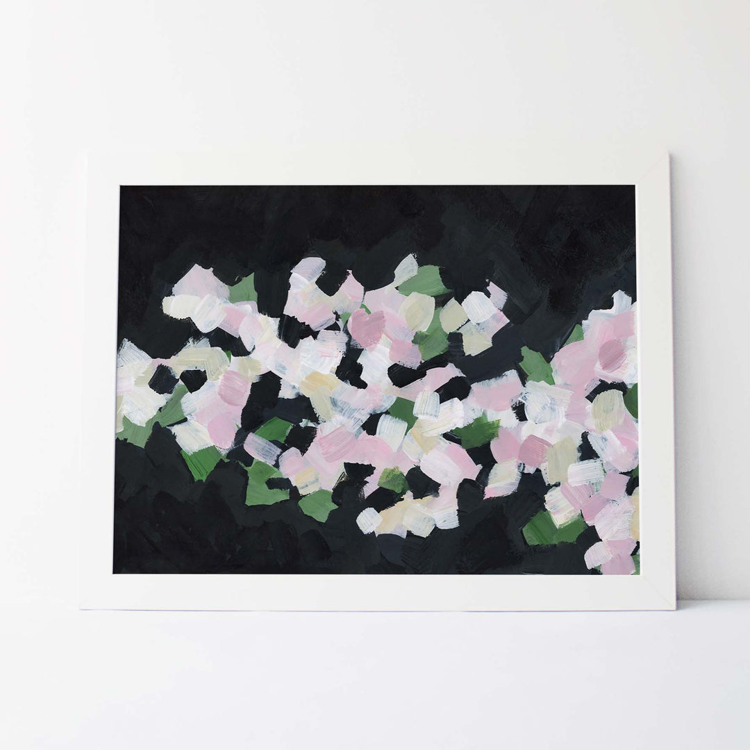 Modern Floral Black and Pink Painting Wall Art Print or Canvas - Jetty Home