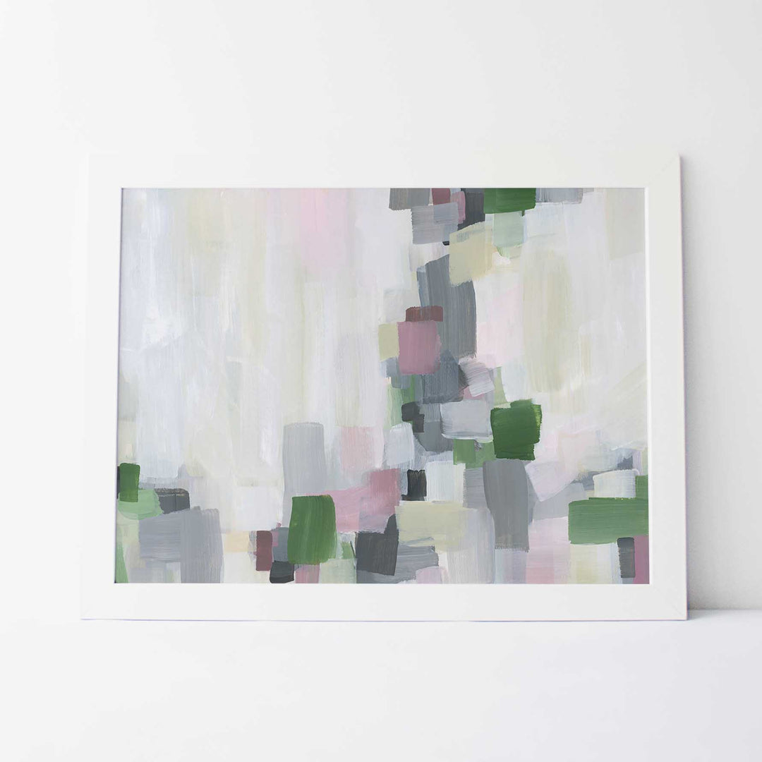 Contemporary Abstract Spring Pastel and Gray Painting Wall Art Print or Canvas - Jetty Home