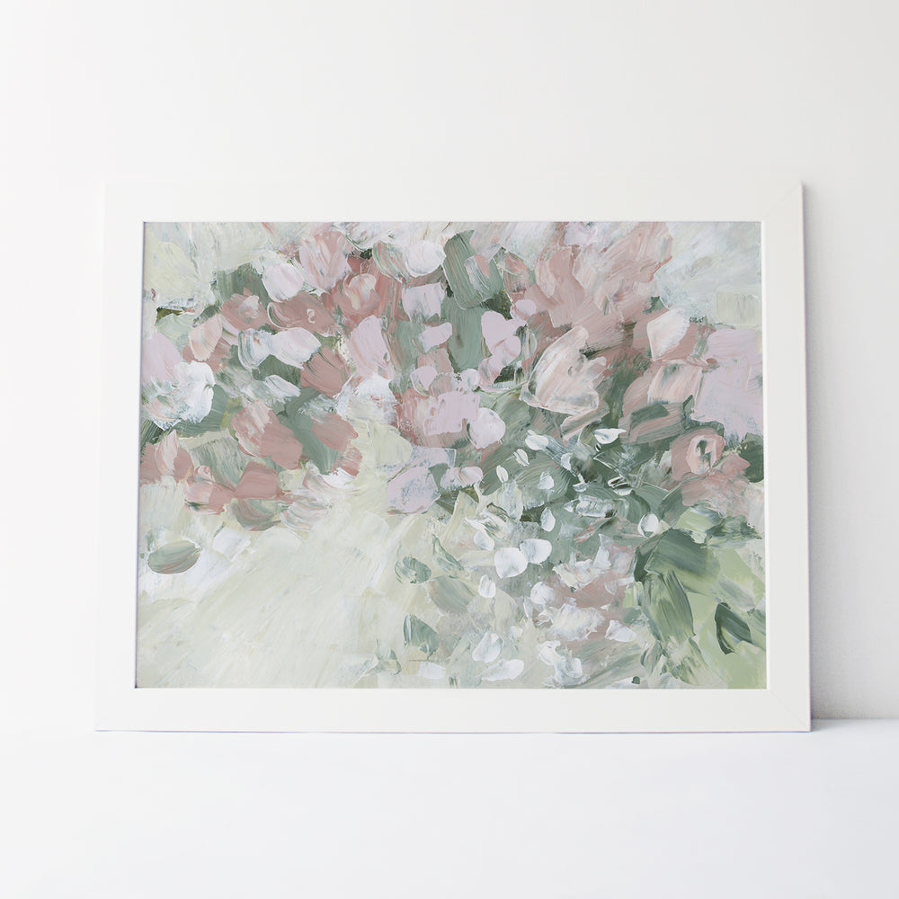 Rose Drizzle Modern Floral Abstract Painting Wall Art Print or Canvas  - Jetty Home