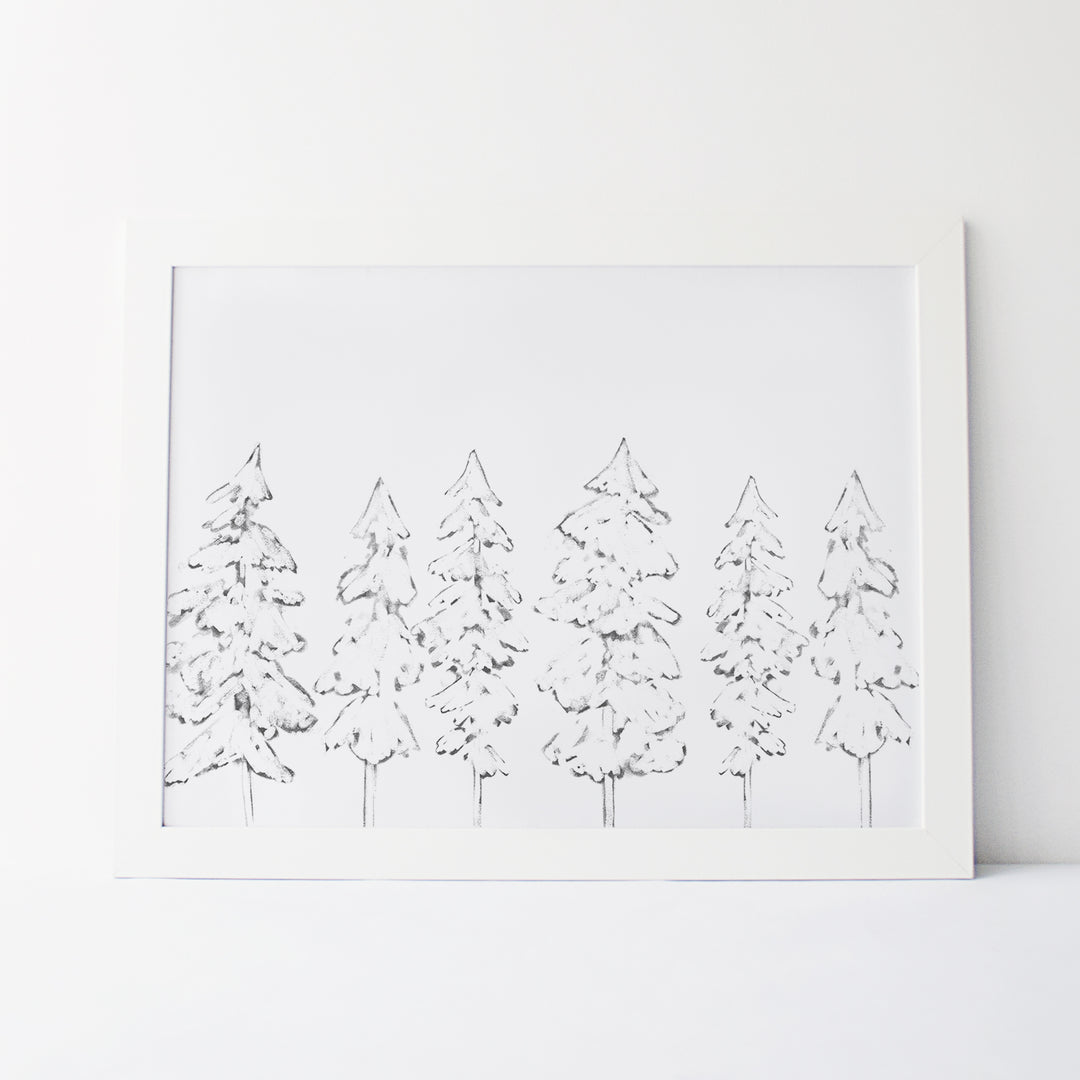 Evergreen Tree Illustration Wall Art Print or Canvas - Jetty Home