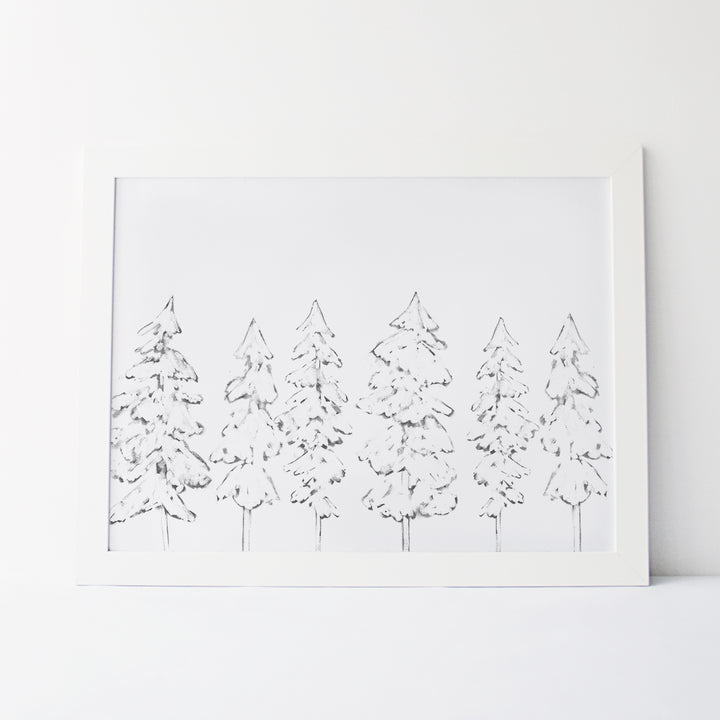 Evergreen Tree Illustration Wall Art Print or Canvas - Jetty Home