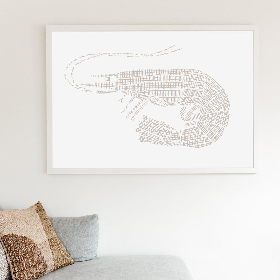 Woven Shrimp Illustration - Art Print or Canvas - Jetty Home