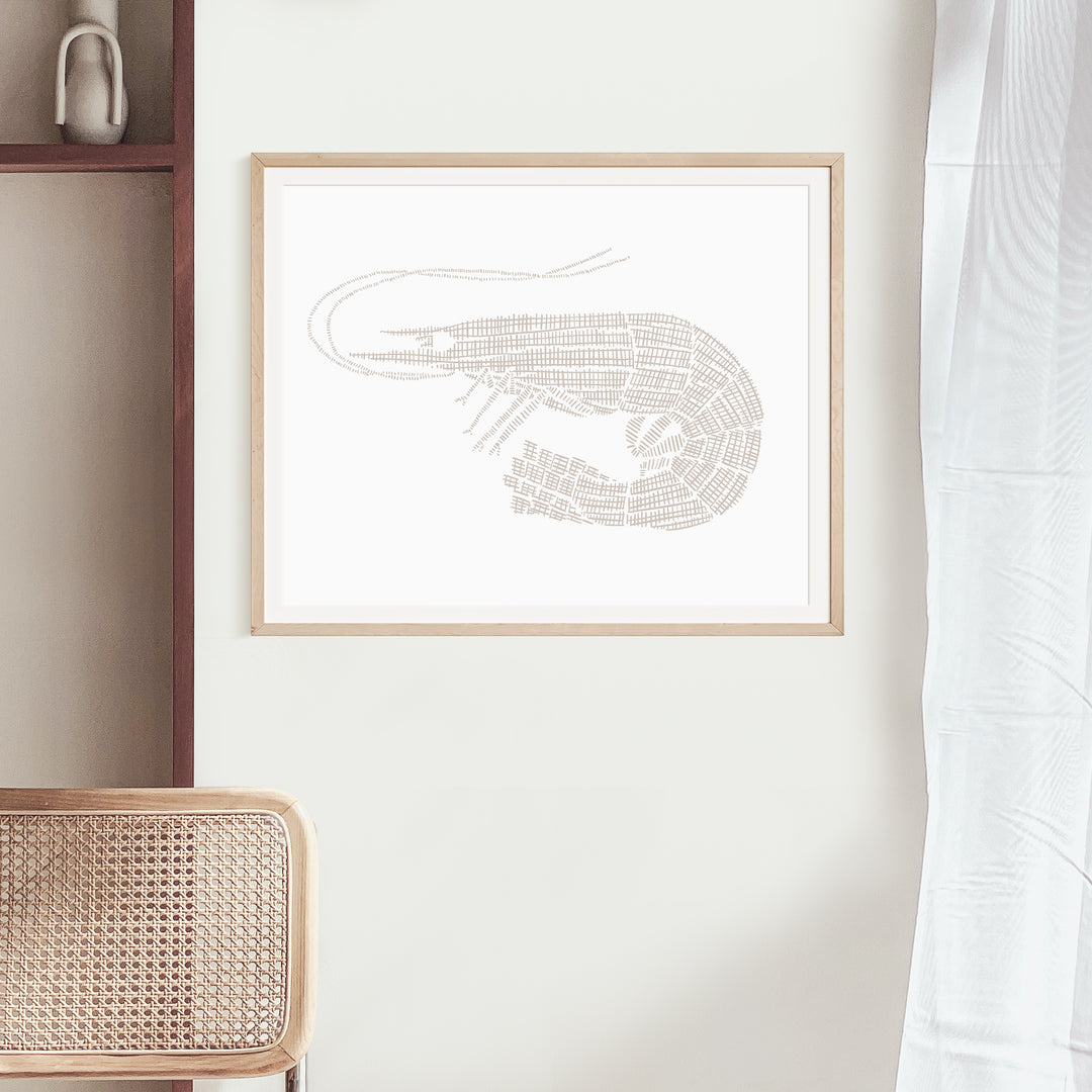 Woven Shrimp Illustration - Art Print or Canvas - Jetty Home