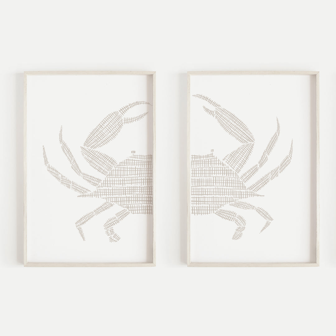 Woven Stone Crab Diptych - Set of 2  - Art Prints or Canvases - Jetty Home