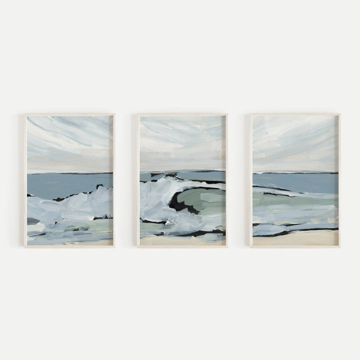 "The Pinnacle" Wave Crashing Painting - Set of 3 - Art Print or Canvas - Jetty Home
