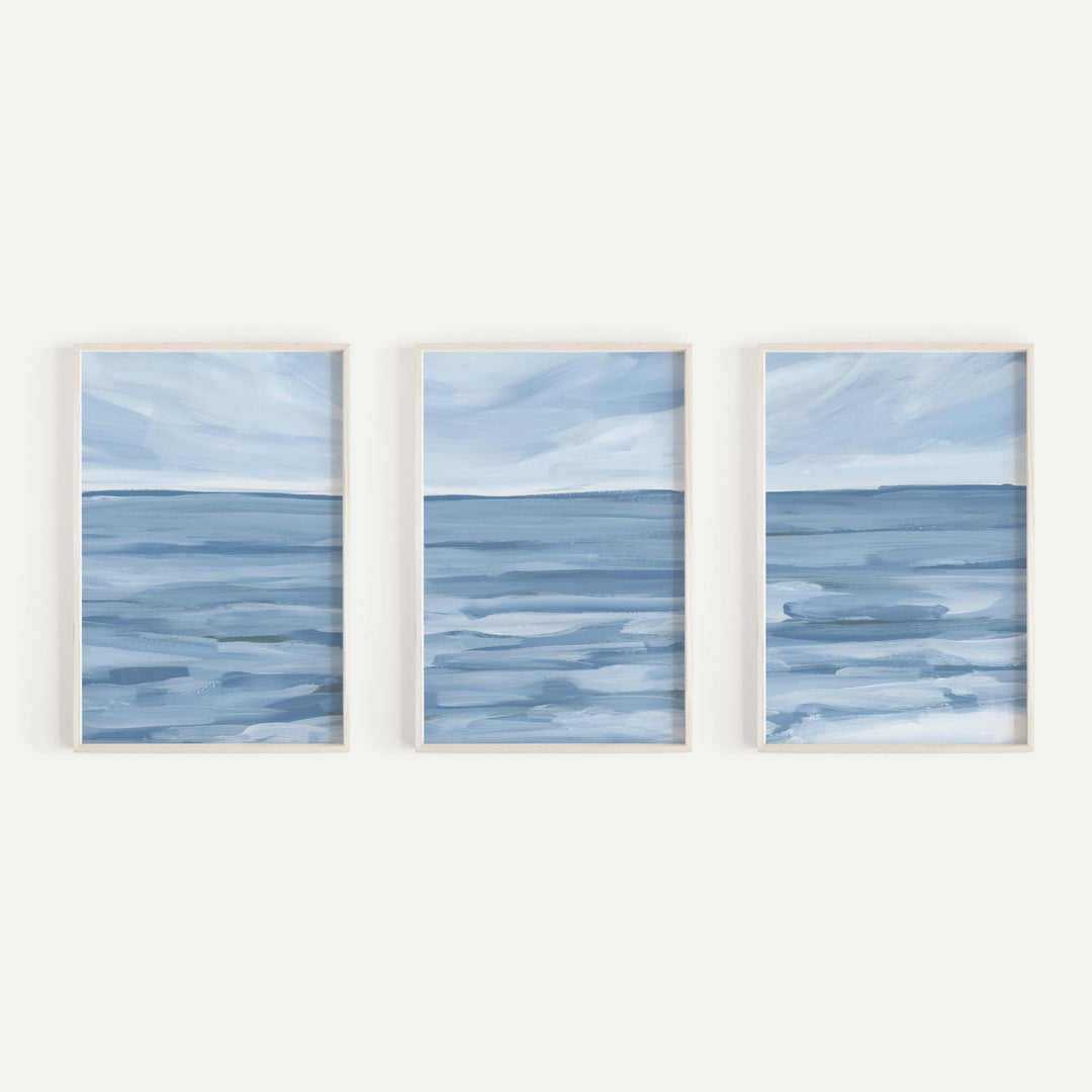 "Blue Horizon" Ocean Painting - Set of 3 - Art Prints or Canvas - Jetty Home