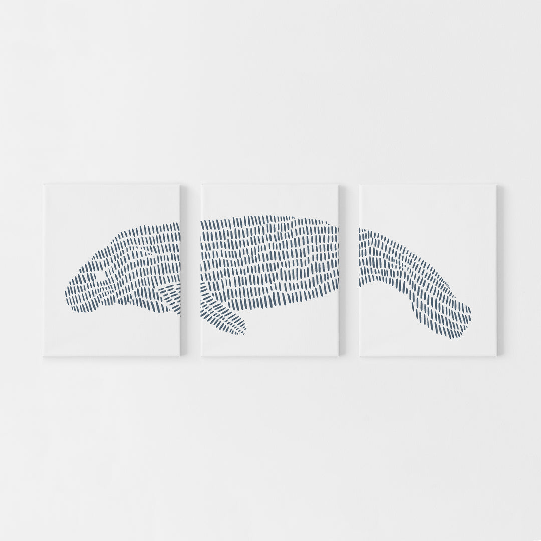 Manatee Florida Themed Modern Beach Triptych Set of Three Wall Art Prints or Canvas - Jetty Home