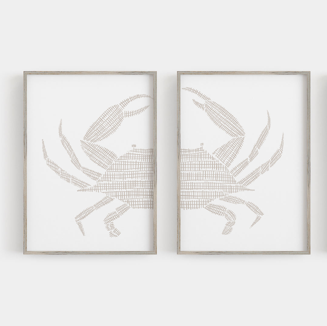 Woven Stone Crab Diptych - Set of 2  - Art Prints or Canvases - Jetty Home