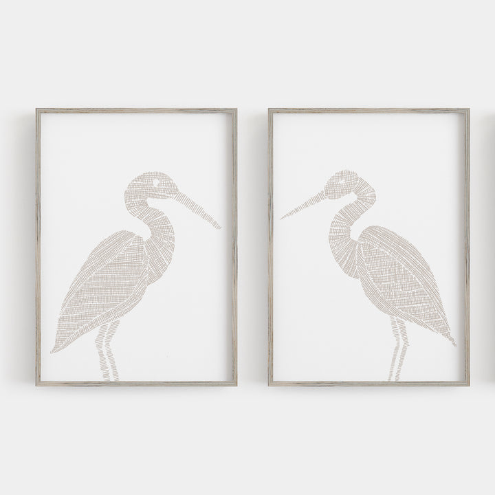 Woven Heron Diptych - Set of 2  - Art Prints or Canvases - Jetty Home