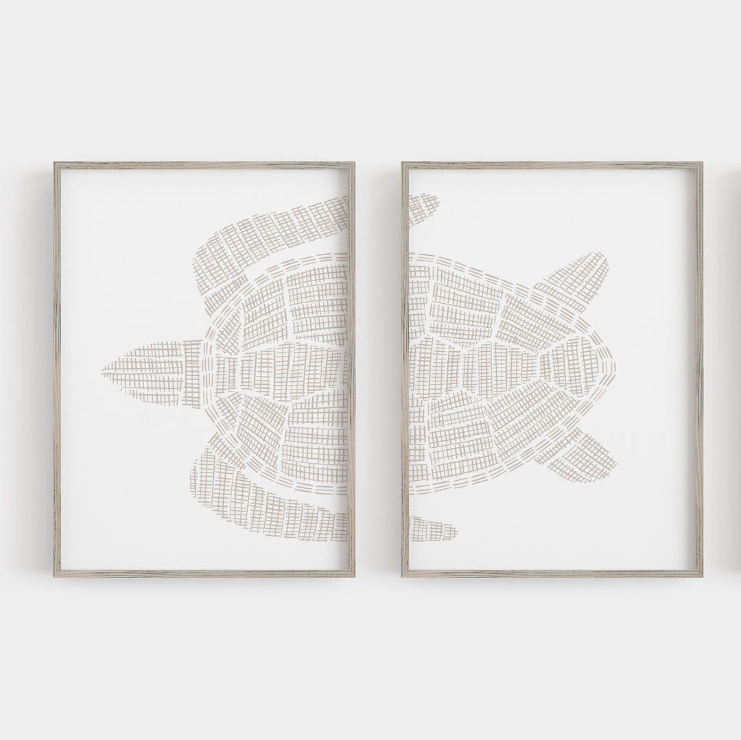 Woven Sea Turtle Diptych - Set of 2  - Art Prints or Canvases - Jetty Home