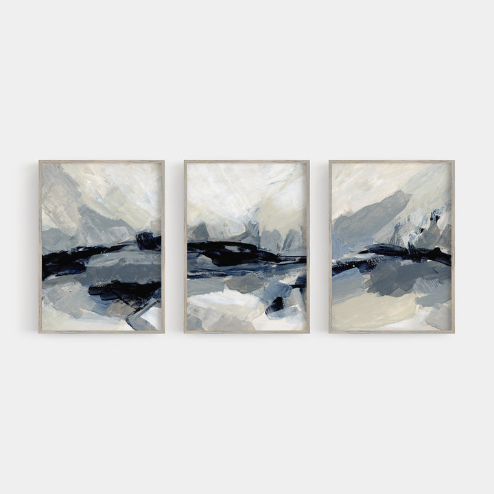 Neutral Abstract Modern Palette Knife Painting Triptych Set of Three Wall Art Prints or Canvas - Jetty Home