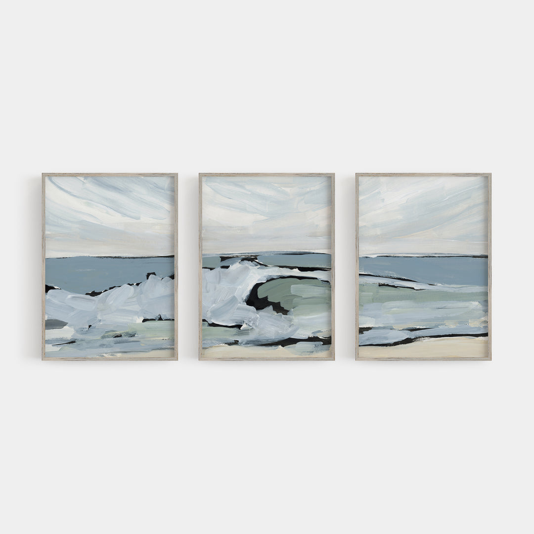 "The Pinnacle" Wave Crashing Painting - Set of 3 - Art Print or Canvas - Jetty Home
