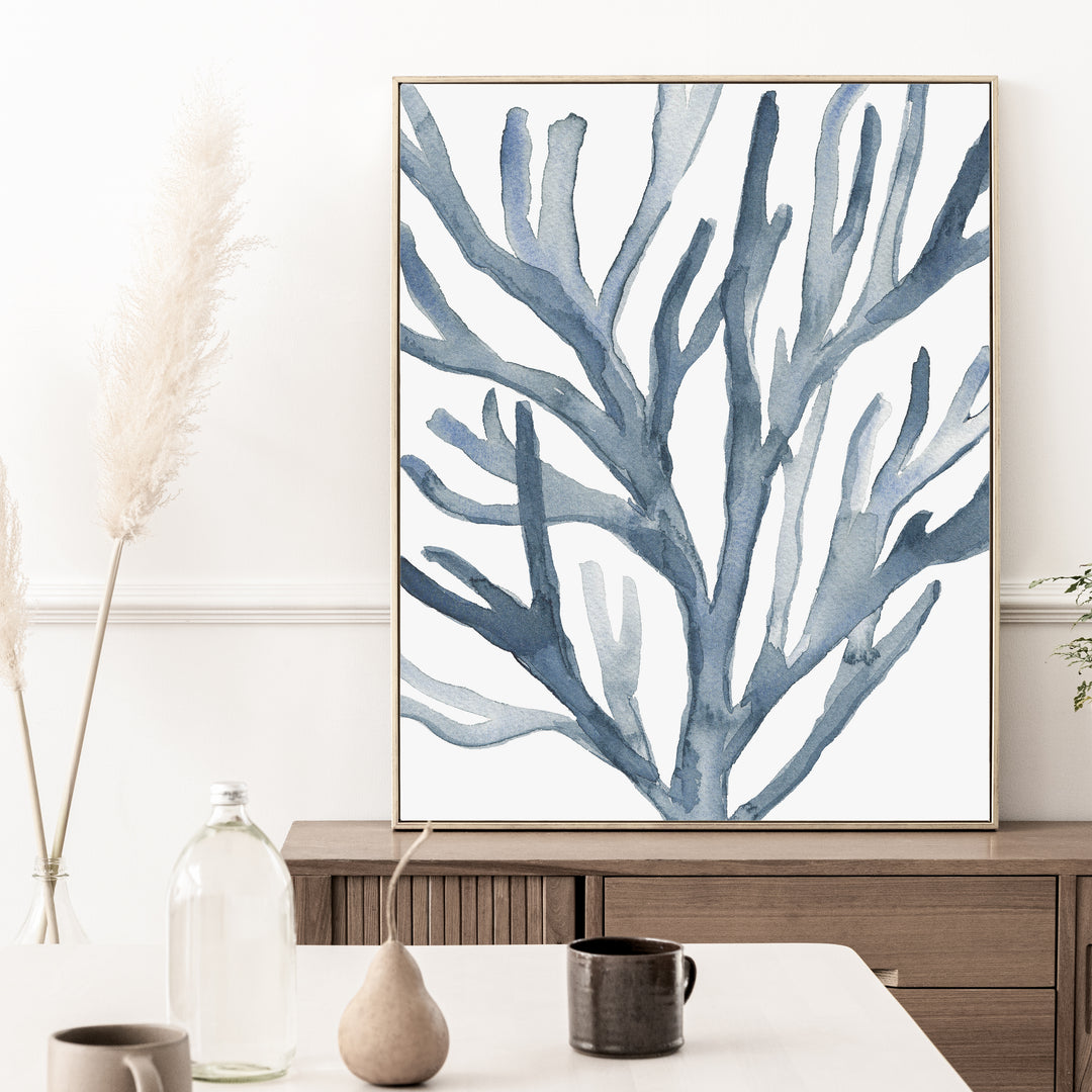 Blue Seaweed Coral Watercolor No. 2  - Art Print or Canvas - Jetty Home