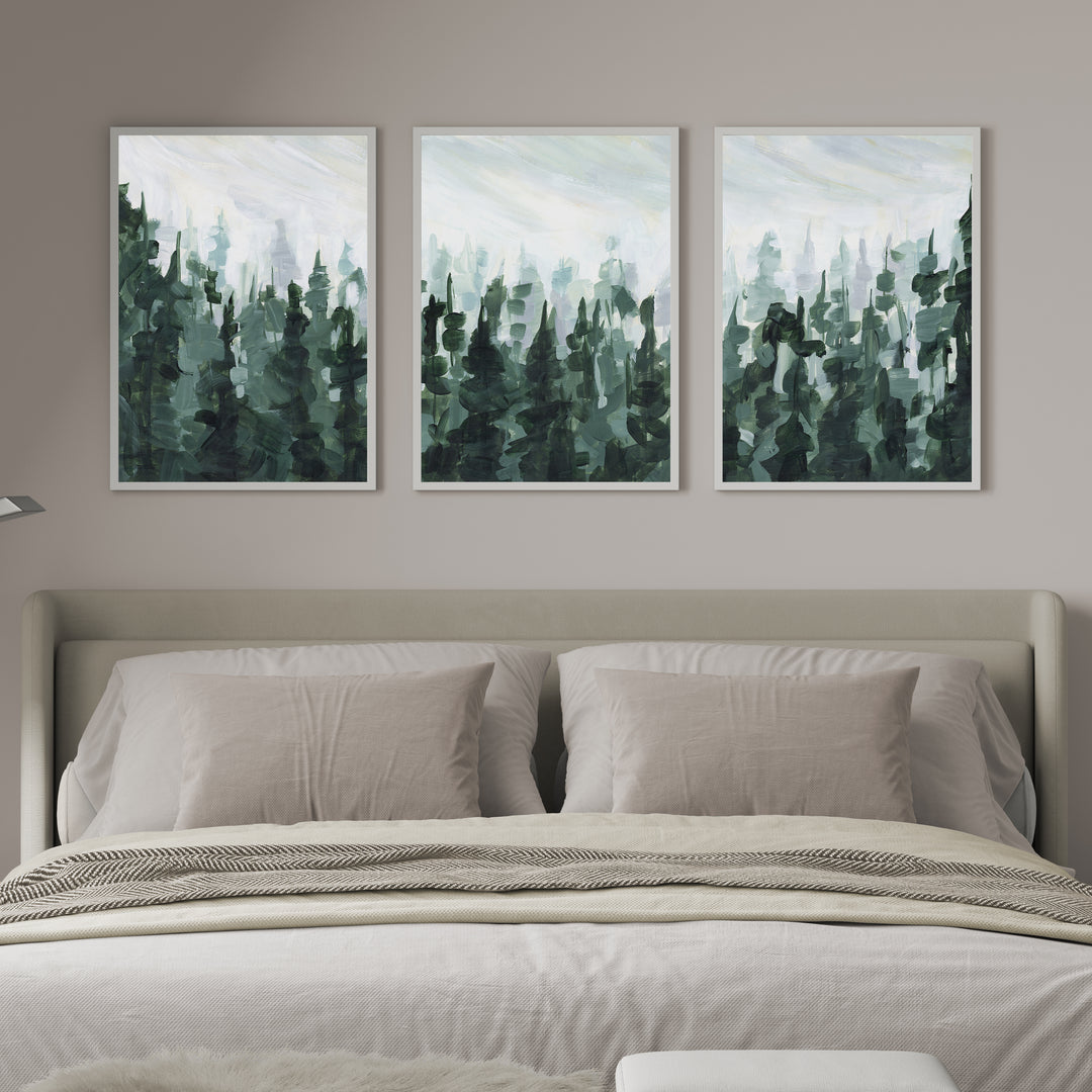 Forest Pine Tree Line Painting - Set of 3  - Art Prints or Canvases - Jetty Home