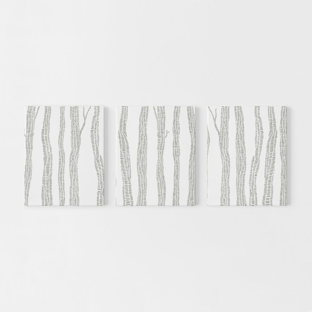 Abstract Gray Birch Trees Forest Triptych Wall Art Print or Canvas - Jetty Home
