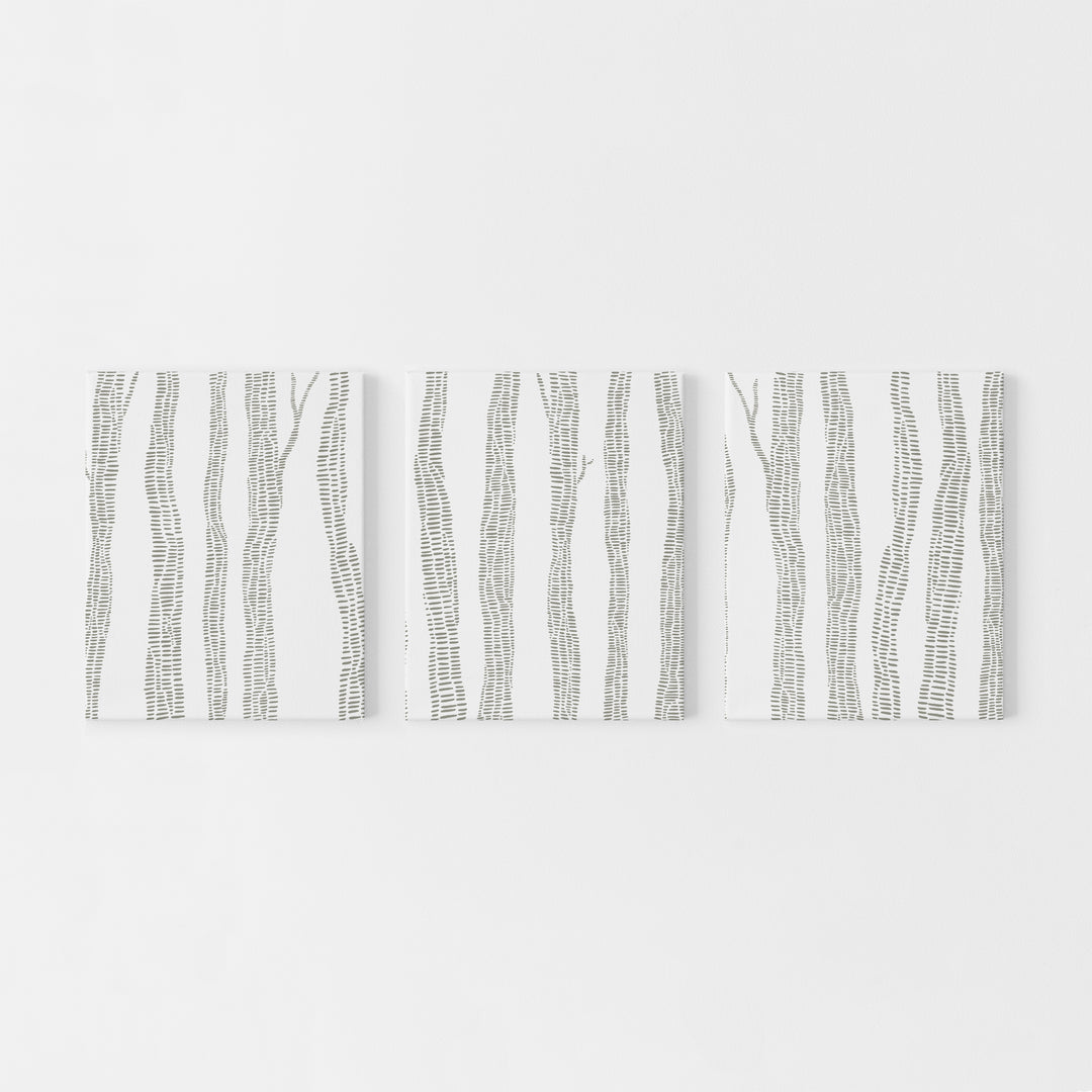Abstract Gray Birch Trees Forest Triptych Wall Art Print or Canvas - Jetty Home