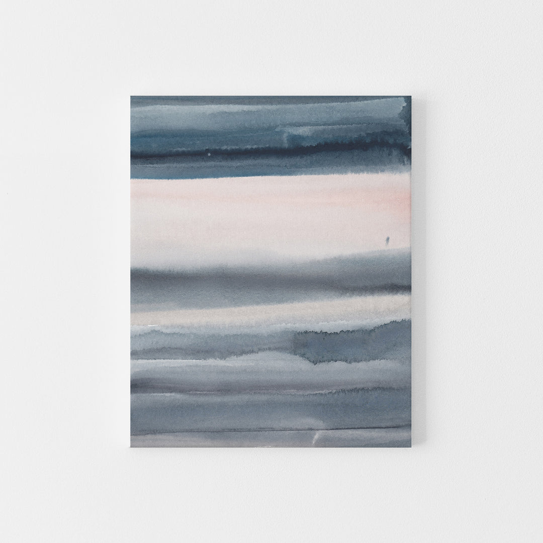 Blue and Pink Modern Abstract Watercolor Beach Inspired Wall Art Print or Canvas - Jetty Home