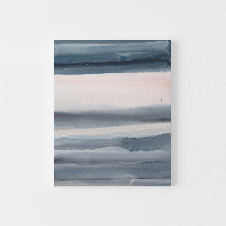 Blue and Pink Modern Abstract Watercolor Beach Inspired Wall Art Print or Canvas - Jetty Home