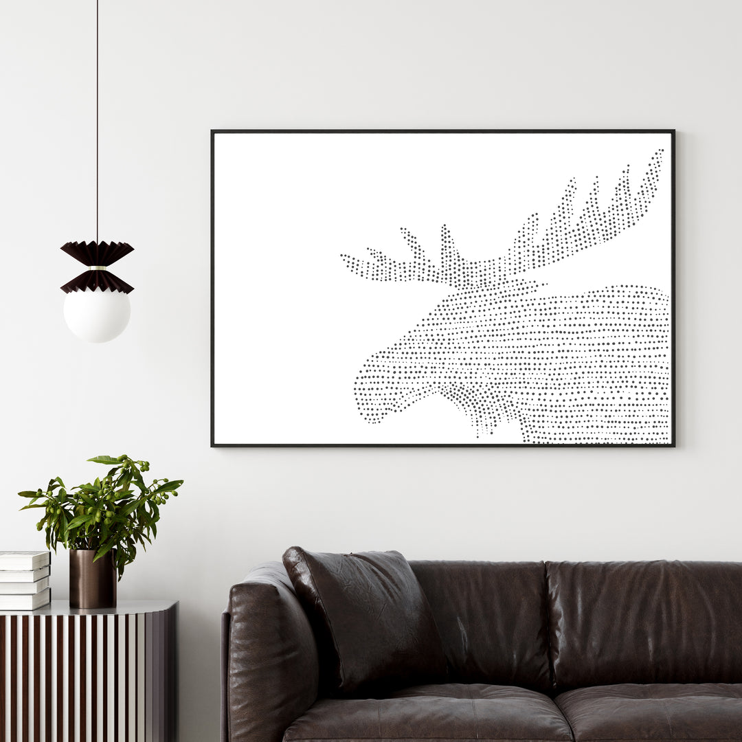 Minimalist Moose Head Illustration Woodland Wall Art Print or Canvas - Jetty Home