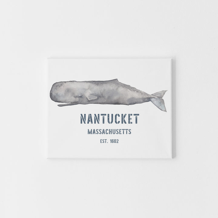 Sperm Whale Nantucket Sign Nautical Wall Art Print or Canvas - Jetty Home