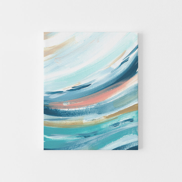Contemporary Beach House Swell Wave Painting Wall Art Print or Canvas - Jetty Home
